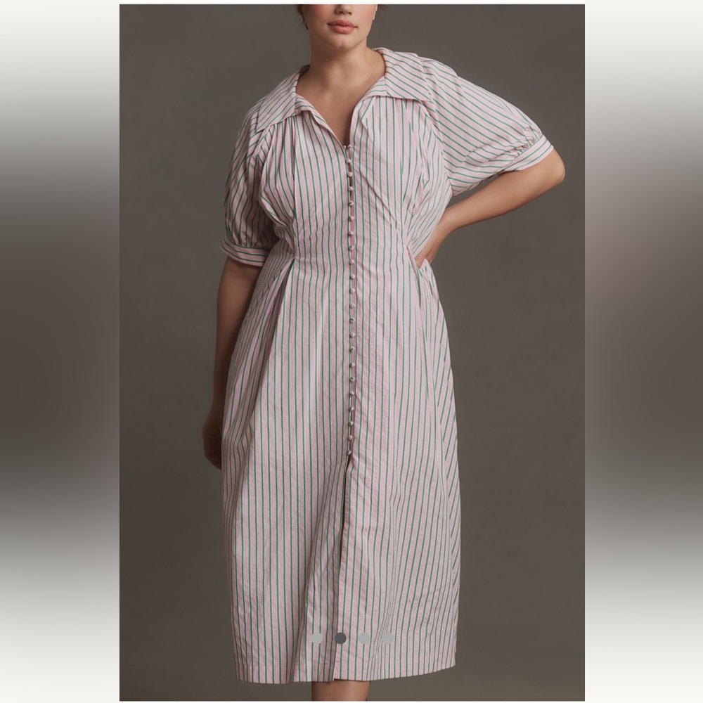 Anthropologie/ English Factory Plus Midi Stripe Shirt Dress Size 2X - Picture 1 of 15